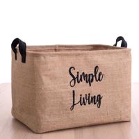 Tárolókosár, Simple Living felirattal, nagy, szövet, bézs, 37 cm - SIMPLE LIVING - Butopêa